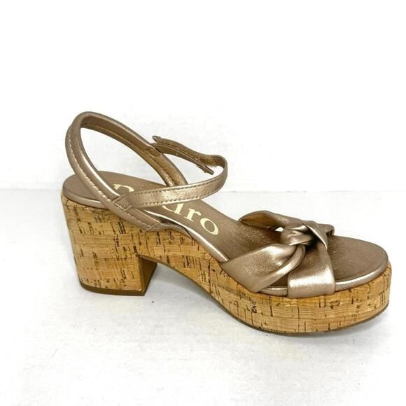 Pedro Garcia  Rose Gold Dala Slingback Platform Sandal Nappa Lame size 40.5 - Picture 6 of 10